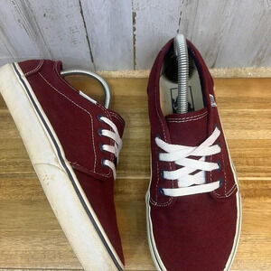 Vans 106‎ Vulcanized Maroon Low Top Skate Sneakers Lace-Up Casual Shoes- M6.5/W8